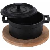 Excellent Houseware - Marmite en fonte avec couvercle et planche pour servir des plats chauds, 200 ml