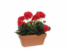 Geranium pvc rouge avec pot pour balcon 29x13x40cm E3-83488