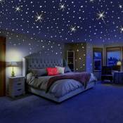 Glow Star Plafond ou autocollant mural - Kit de décoration de chambre autocollant mural lumineux - Ensemble d'étoiles brillantes et décalcomanie du