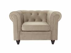 Grand fauteuil chesterfield velours taupe