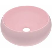 Helloshop26 - Lavabo rond de luxe vasque à poser de toilette lave-mains de salle de bain cuisine vestiaire maison intérieur 40 cm céramique rose mat