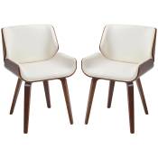 HOMCOM Lot de 2 chaises de salle à manger style vintage assise revêtement synthétique 51,5 x 53 x 79,5 cm blanc marron