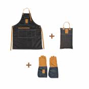 Kit du jardinier en jean : gants, tablier, repose genoux - Esschert Design
