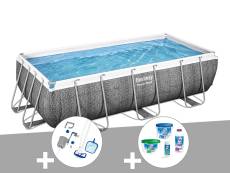 Kit piscine tubulaire rectangulaire Bestway Power Steel 4,04 x 2,01 x 1,00 m + Kit de traitement au chlore + Kit d'entretien Deluxe