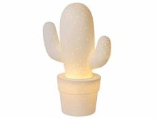 Lampe à poser cactus en céramique blanche