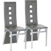Lot de 2 Chaises Gris pour salle à manger ,Salon ,Cuisine en simili Style contemporain - hauteur d'assise 43 cm