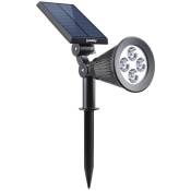 Lumi Jardin - Spot solaire projecteur 2 en 1 spiky W34 Noir Plastique 100LM - Noir