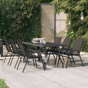 Maisonchic - Table de jardin Table d'extérieur | Table d'appoint Gris et noir 180x80x70 cm Acier et verre 47609 - Gris