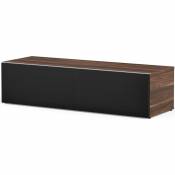 Meuble TV tissu acoustique noir et bois foncé Washington 120 cm
