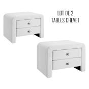 Meubler Design - Table Chevet Design Blanc Eva X2, Polyuréthane, Rectangulaire, Style Contemporain, 50 x 38 x 37 cm - Blanc