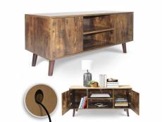 Miadomodo® meuble tv - de style industriel, 110x50x40cm, avec 2 compartiments ouverts et 2 portes, marron rustique - armoire, table basse, salon, cham