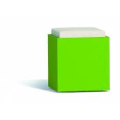 Monacis - Pouf carré vert confortable en polymère