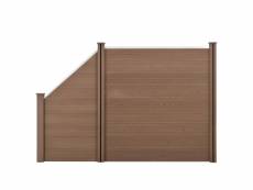 [neu.holz] clôture brise vue brise vent bois composite (wpc) quadratique et oblique brun 183 x 277 cm