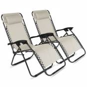 Oviala - Lot de 2 fauteuils lounge en acier taupe -