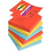 Post-it - Lot de 6 blocs repositionnables 90 feuilles Z-Notes Super Sticky collection Playful 76 x 76 mm - assortis