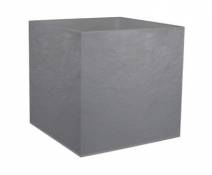 Pot carré plastique EDA Durdica gris galet 49 5 x 49 5 x h.49 5 cm