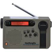 Radio D'Urgence ExtéRieure Radio Portable am fm sw Radio à Manivelle à éNergie Solaire avec Lampe de Poche led sos Alarme-Vert