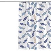 Rideau de douche poisson bleu abstrait poisson Oriental artistique impression fond blanc tissu imperméable salle de bain décor rideau de bain avec