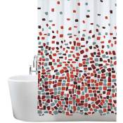 Rideau de Douche résistant à la moisissure 180 x 180 cm 100% Polyester – Motif mosaïque – Rouge