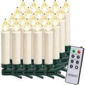 Set de bougies de Noël led sans fil Décoration lumineuse avec télécommande Bougies à piles pour sapin Set de 20 / Blanc chaud