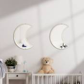 Sticker Mural Miroir à Coller 2 pièces Décoration des Chambres d'enfants de Dessins Animés Lune (peut être accroché/collé) - Heilmetz