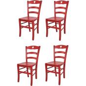 T M C S - Tommychairs - Set 4 chaises cuore pour cuisine, bar et salle à manger, robuste structure en bois de hêtre peindré en couleur aniline rouge