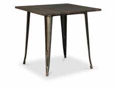Table à manger carrée - design industriel - bois et métal - stylix bronze métallisé