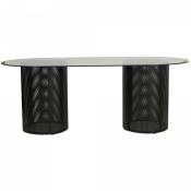 Table à manger design 200x100cm en verre forme ovale