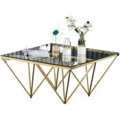 Table Basse carré gize Gold verre transparent 80x80 cm