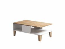 Table basse delectatio bois chêne clair et blanc