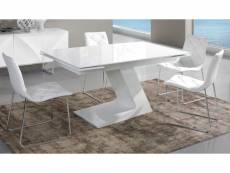 Table de salle à manger extensible blanc laqué design