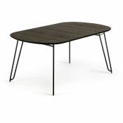 Table extensible Milian placage de frêne et pieds en acier noir 170 (320) x 100 cm - Noir - Kave Home