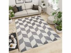 Tapiso maroc tapis moderne géométrique motif 3d gris blanc 140 x 190 cm T412B WHITE 1,40-1,90 MAROKO O0X