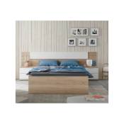 Tête de lit avec chevets Chêne et Blanc - neen - Tête de lit : l 247 x 3 x h 50 cm Tables de chevets : l 50 x l 38 x h 45 cm
