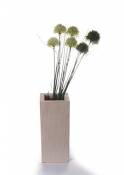 Vase design en grès massif, couleur beige, rectangulaire,