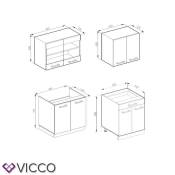 VICCO élément de cuisine SIMPLE cuisine intégrée 140 cm cuisine blanc brillant R-LINE