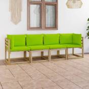 Vidaxl - Canapé de jardin 4 places avec coussins vert brillant