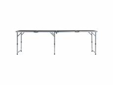 Vidaxl table pliable de camping gris aluminium 240x60 cm 48177