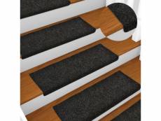 Vidaxl tapis d'escalier 15 pcs tissu aiguilleté 65x21x4 cm noir 134563