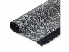 Vidaxl tapis kilim coton 160 x 230 cm avec motif gris
