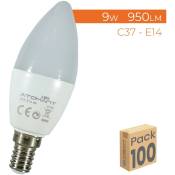 Ampoule led Bougie C37 E14 9W 950LM Blanc Froid 6500K - Lot de 100 u. - Blanc Froid 6500K