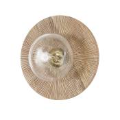 Applique en bois de manguier gravé main et globe en verre
