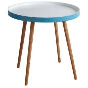Aubry Gaspard - Table d'appoint en bois et mdf laqué bleu - Bleu