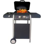 Barbecue a' gaz KE601 pour la cuisson au gaz ou a' la pierre de lave en acier deux bruleurs 6 kW + 2 kW avec bruleur late'ral