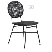 Beau Rivage - Lot de 2 chaises gela en résine tressée coloris noir - Noir