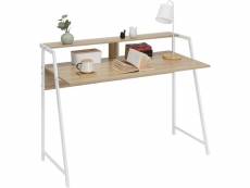Bureau d'ordinateur avec étagère.table de bureau en métal+bois.table de travail.112x56x90cm.chêne
