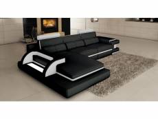 Canapé d'angle cuir noir et blanc design avec lumière