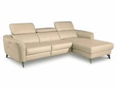 Canapé d'angle relax en cuir de luxe italien avec relax électrique, 5 places bertoni, beige, angle droit
