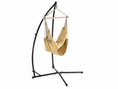 [casa.pro] siège suspendu fauteuil suspendu chaise hamac avec cadre coton polyester métal fritté beige et noir 100 x 100 cm