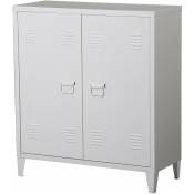 Casier de bureau armoire meuble de rangement pour bureau atelier chambre acier de bureau métallique à 2 portes 90 x 80 x 33 cm blanc